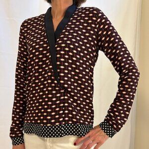 ZARA Women's Cross Front Blouse, Navy-Multi-Color, Size X-Small